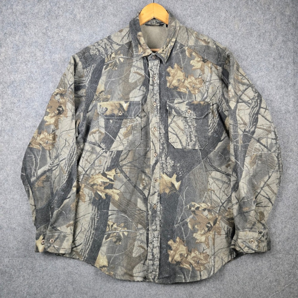 Woolrich Chamois Flannel Shirt Mens XL Realtree Hardwoods Camo Hunting Workwear